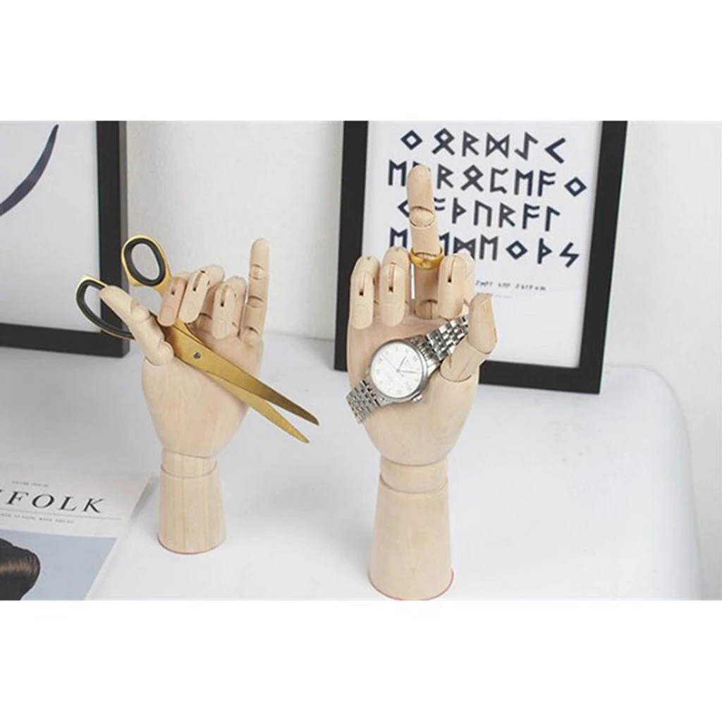 Handmade 18cm Jointed Wooden Hand Mannequin Hands Artist Sketching Manikin Aid Jewelry Stand Educational toys