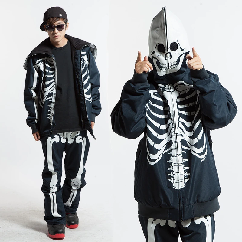 

Winter Ski Suit Men Snowboard Skull Ski Jacket+Pant Windproof Waterproof Winter Suit Male Snow Ski Skiing Sets