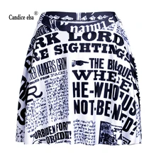 Candice Elsa женские юбки с цифровым принтом,, черно-белая плиссированная юбка с алфавитом, skt1139