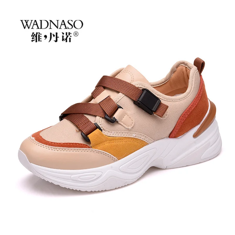 Fashion Buckle Strap Women Sneakers Sport Casual Shoes Breathable Wedge Low Top Shoes Baskets Femme Trainers Women Zapatos XZ40 Women's Shoes