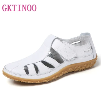 

GKTINOO Hollow Out Woman Shoes Genuine Leather Women Flats Summer Women's Loafers Breathable Beach Female Shoe Large Size 35-42