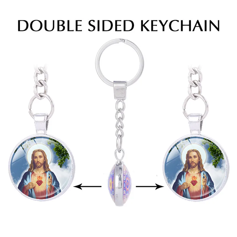 Christian key holder jewelry Christian Double sided Pendant keychain