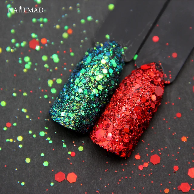 2colors Set Nail Mad Xmas Glitters Christmas Glitter 2colors Set Nail Mad Xmas Glitters Christmas Glitter Sequins Holographic Red Green