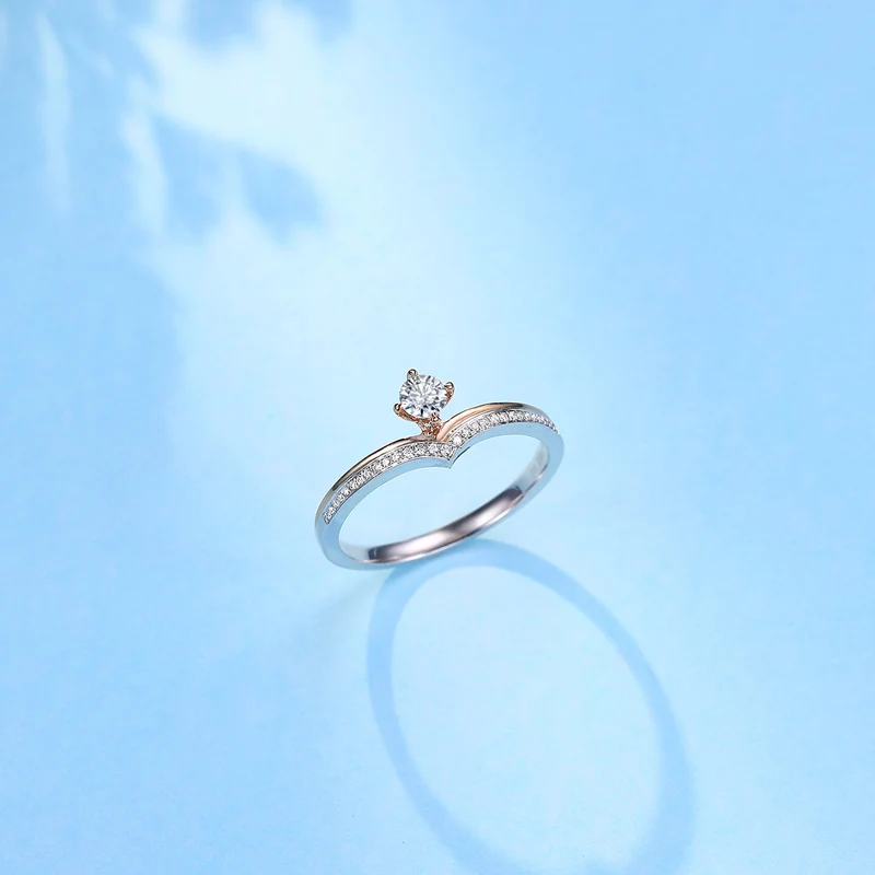 Бренд ZOCAI обручальное кольцо Настоящее сертифицированное бриллиантовое 0.15CT H/SI 18K Белое розовое золото(AU750) бриллиантовое кольцо гравировка W06622