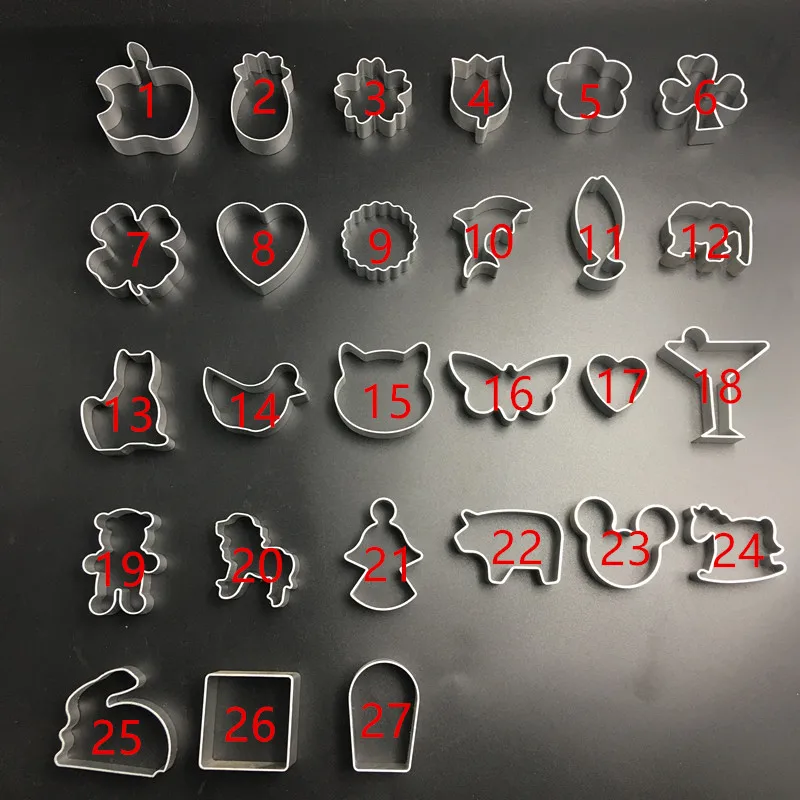 

53 Designs Cookies Mold Cute Cartoon Apple Shape Cookie Frame Cake Mould Aluminum Alloy Mold DIY Cooking Metal Cutter 1-27