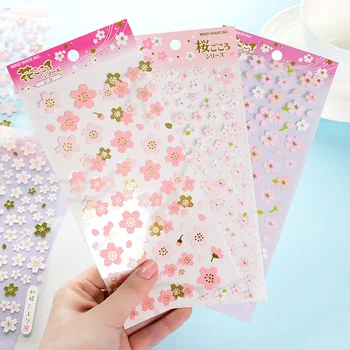 R38 1 Sheet Romantic Cherry Blossoms DIY Stickers Decorative Scrapbooking Diary Album Stick Label Decor Craft