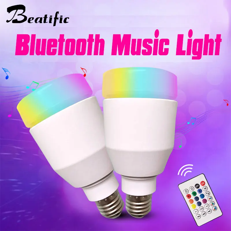 

RGBW LED Music Lamp Bluetooth Speaker Lampada De Led Com Som LED Blub With Remote Control Dimmable E27 12W