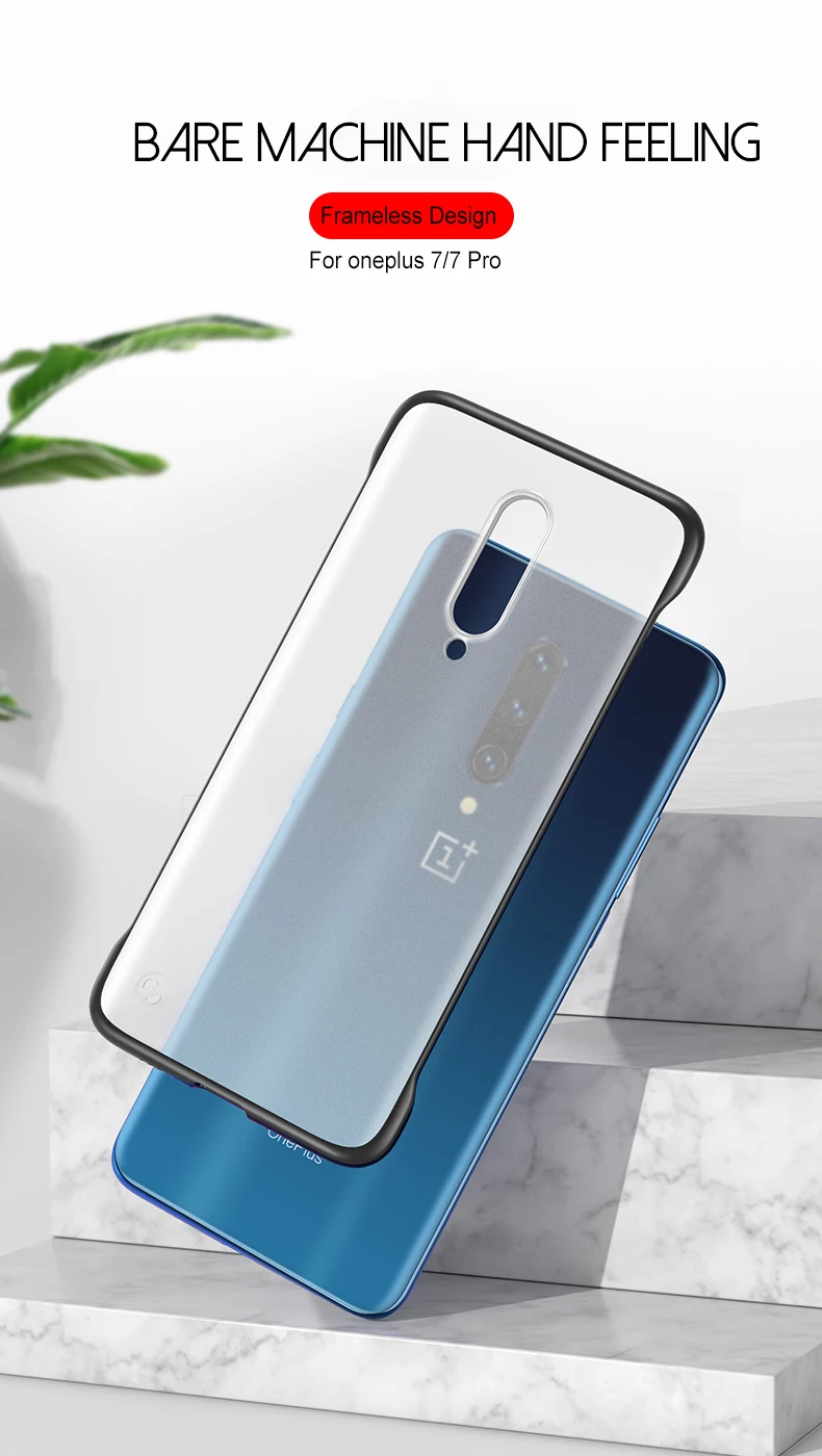 Тонкий Бескаркасный чехол для Oneplus 7 Pro тонкий прозрачный силиконовый Край Матовый Жесткий противоударный чехол для OnePlus 7 полуобернутый чехол