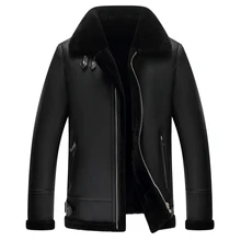 2018 Men black Genuine Shearling Jacket Plus Size XXXXL Single Breasted Winter Thick Real sheep skin Russian Fur Coat FREE SHIPP