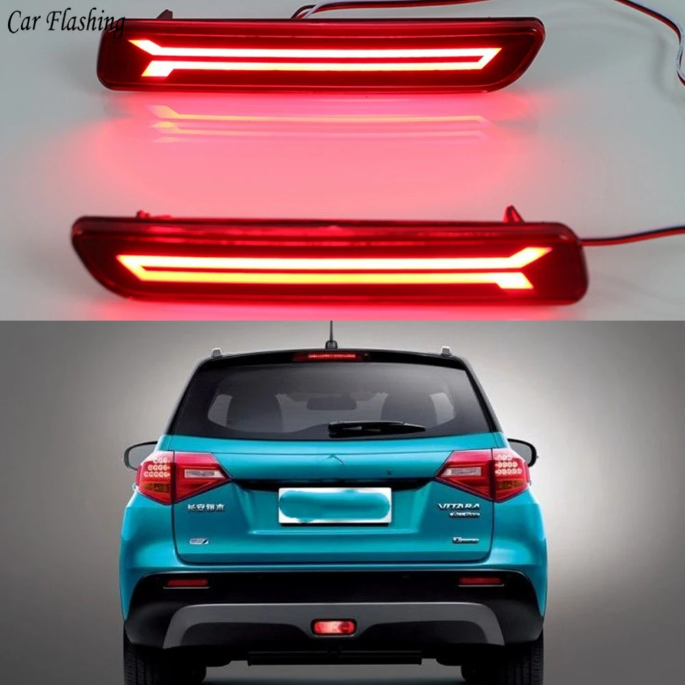Автомобильный мигающий 2 шт. Автомобильный светодиодный фонарь заднего бампера стоп-сигнал отражатель задний фонарь для Suzuki Ertiga Ciaz Vitara Splash S-Cross SX4 светодиодный