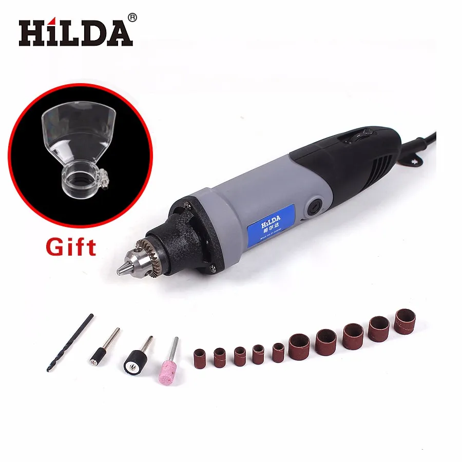 HILDA 220 В 400 Вт электрическая дрель Dremel роторный инструмент шлифовальный Электроинструмент 6 положения переменная скорость для Drem с аксессуарами