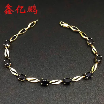 

18 k gold inlaid natural sapphire Hand catenary 5.1 carats
