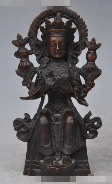 

S02322 Tibet buddhism fane Bronze Tara Kwan-Yin GuanYin Bodhisattva buddha statue