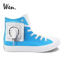 Вэнь оригинальная Вулканизированная обувь Дизайн заряд мозги специальная ручная роспись парусиновая обувь высокие кроссовки унисекс Эспадрильи на плоской подошве