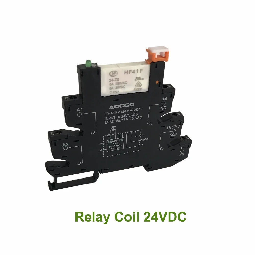 Тонкое реле на винтовой розетке со светодиодной и защитной схемой 24VDC/AC|slim relay|relay
