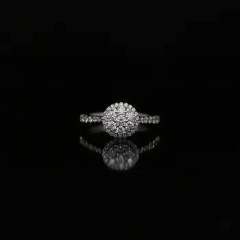 

LASAMERO 0.058 CT H/SI Round Cut Halo Internity Natural Diamond Ring For Women 18k White Gold Certified Engagement Wedding Ring