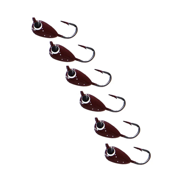 

6Pcs Winter Fishing Lure Ice Fishing Jig Bait 1.8cm 2.0g Lead Head Jigs Bait Fishing Hooks For Soft Lure