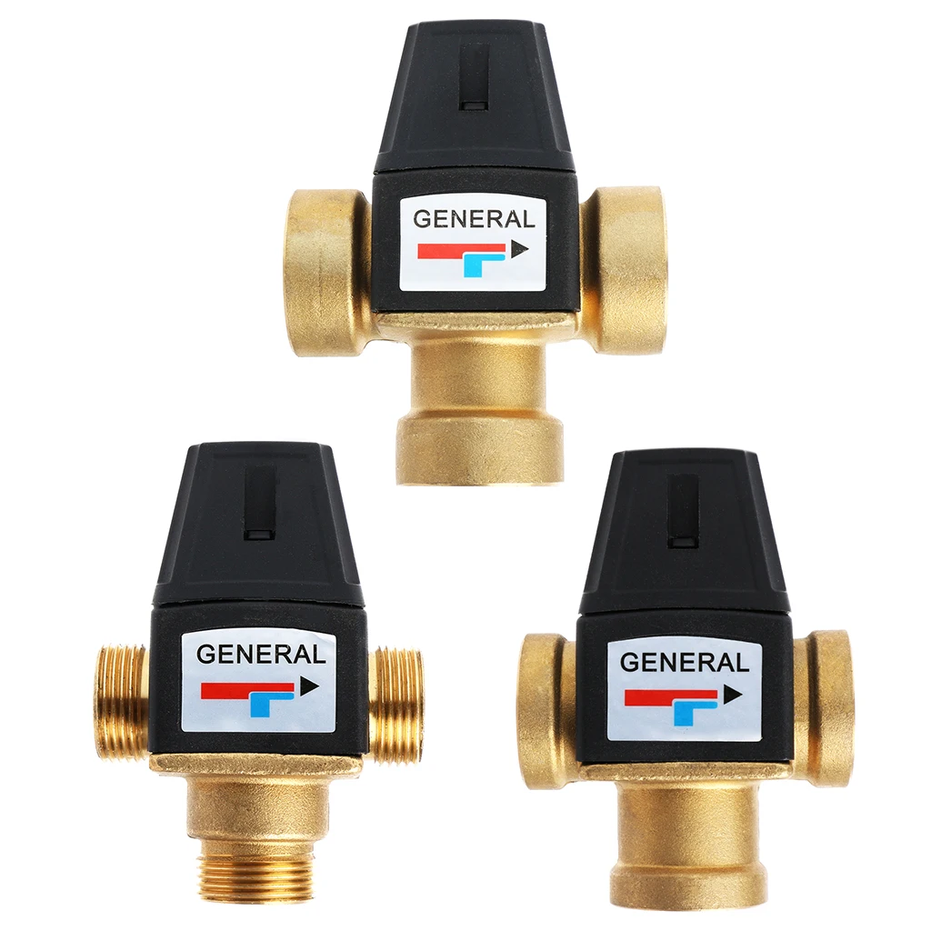 

3 Way Brass DN20/DN25 Male Female Thread Water Thermostatic Mixing Valve 3/4" 1" #0604