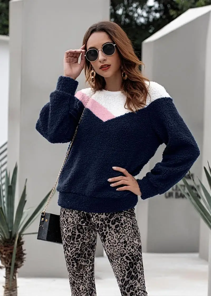Women's New Long Sleeve O-Neck Coat Women's Velvet Sweatshirt Casual Outerwear Vestidos TO Keep Warm