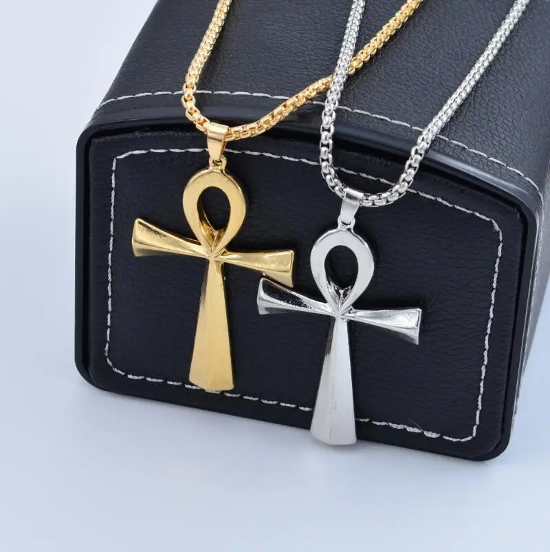 Кулон с крестиком Ankh из ледяного циркония золотого и серебряного сплава кулон
