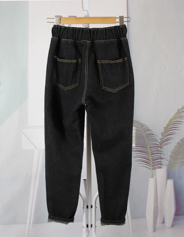 Женские джинсы-шаровары с высокой талией, Модные свободные винтажные хлопковые джинсы для мамы размера плюс, синие джинсы до щиколотки, женские брюки-карандаш 5XL