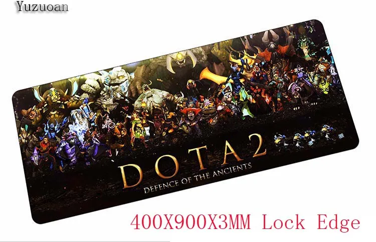 Игровой большой коврик для мыши Yuzuoan 400*900*3 мм DOTA 2 из натуральной резины игровой