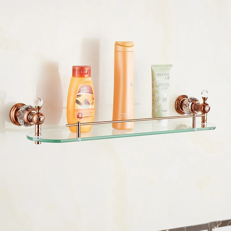 Corner Rack Glass Shampoo Shelf Soild Brass Bathroom Towel Shelf Make
