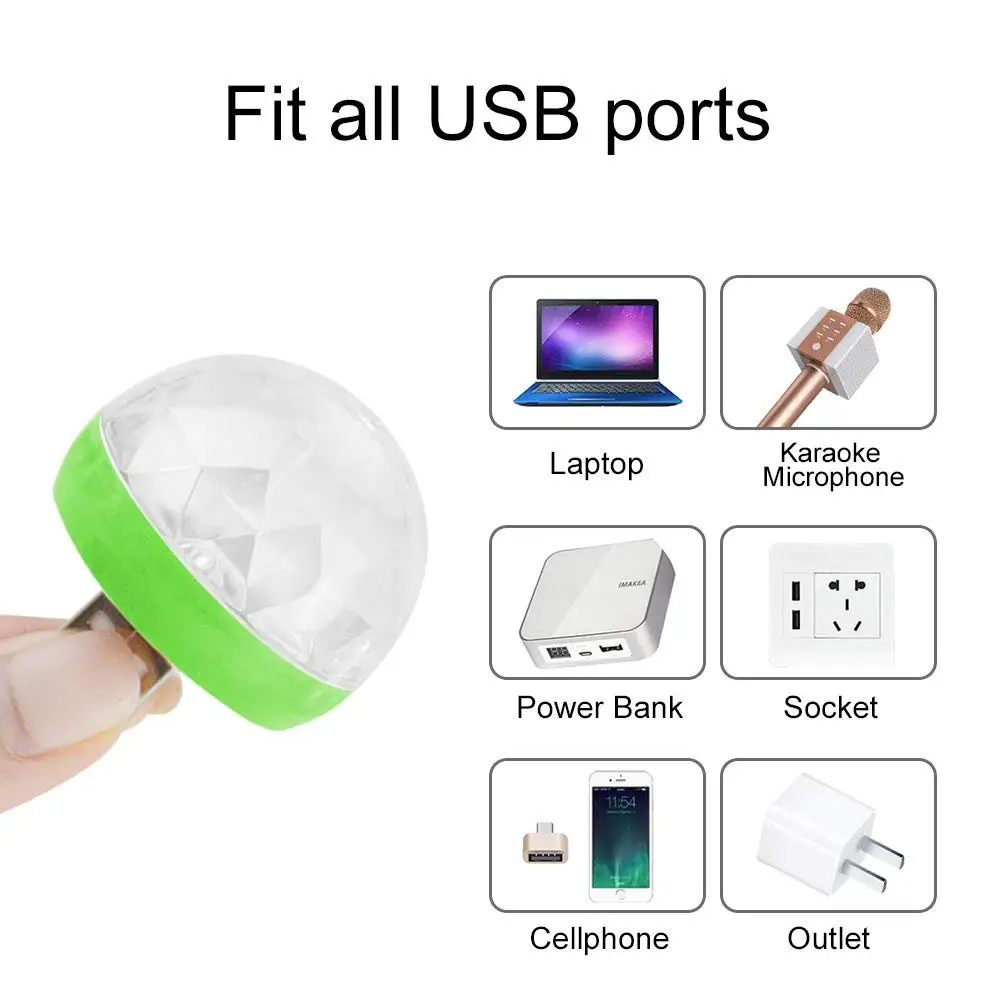 Портативный мини USB светодиодный диско-сценический Свет автомобиля магический шар красочный свет бар клуб сценический эффект лампа для мобильного телефона