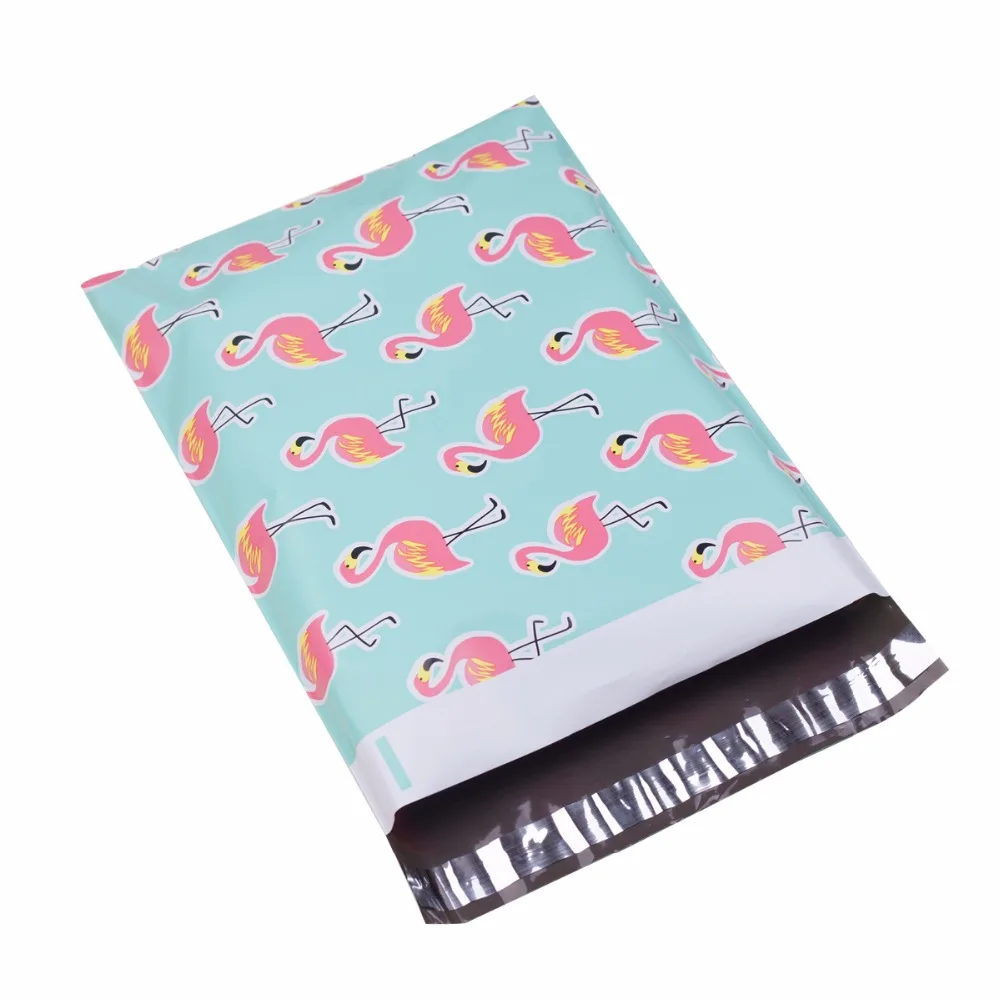 100 шт 25,5*33 см 10*13 дюймов Фламинго шаблон поли почтовые ящики самозапечатывающийся пластиковый почтовый конверт сумки