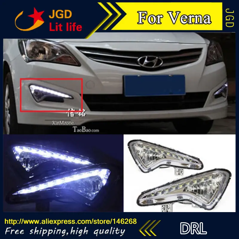 Free shipping ! 12V 6000k LED DRL Daytime running light for Hyundai Verna 2014 fog lamp frame Fog light Car styling Free shipping ! 12V 6000k LED DRL Daytime running light for Hyundai Verna 2014 fog lamp frame Fog light Car styling