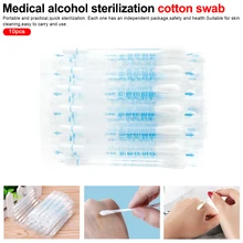 Чистящие Инструменты для ухода, набор для медицинского ухода, белые 10 шт. одноразовые 75% спиртовые палочки, дезинфицированные ватные тампоны
