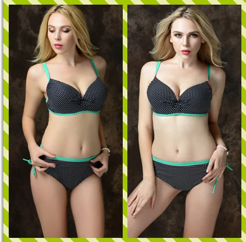 Simple and comfortable retro wave point sexy M xxxl size swimsuit padded stitching women sbikini two