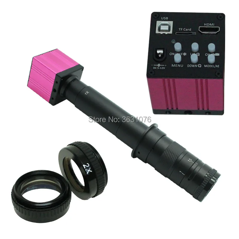 16 МП HDMI USB промышленный микроскоп камера с мышкой для работы TF карта видео запись+ оптический 10X-600X C-mount объектив