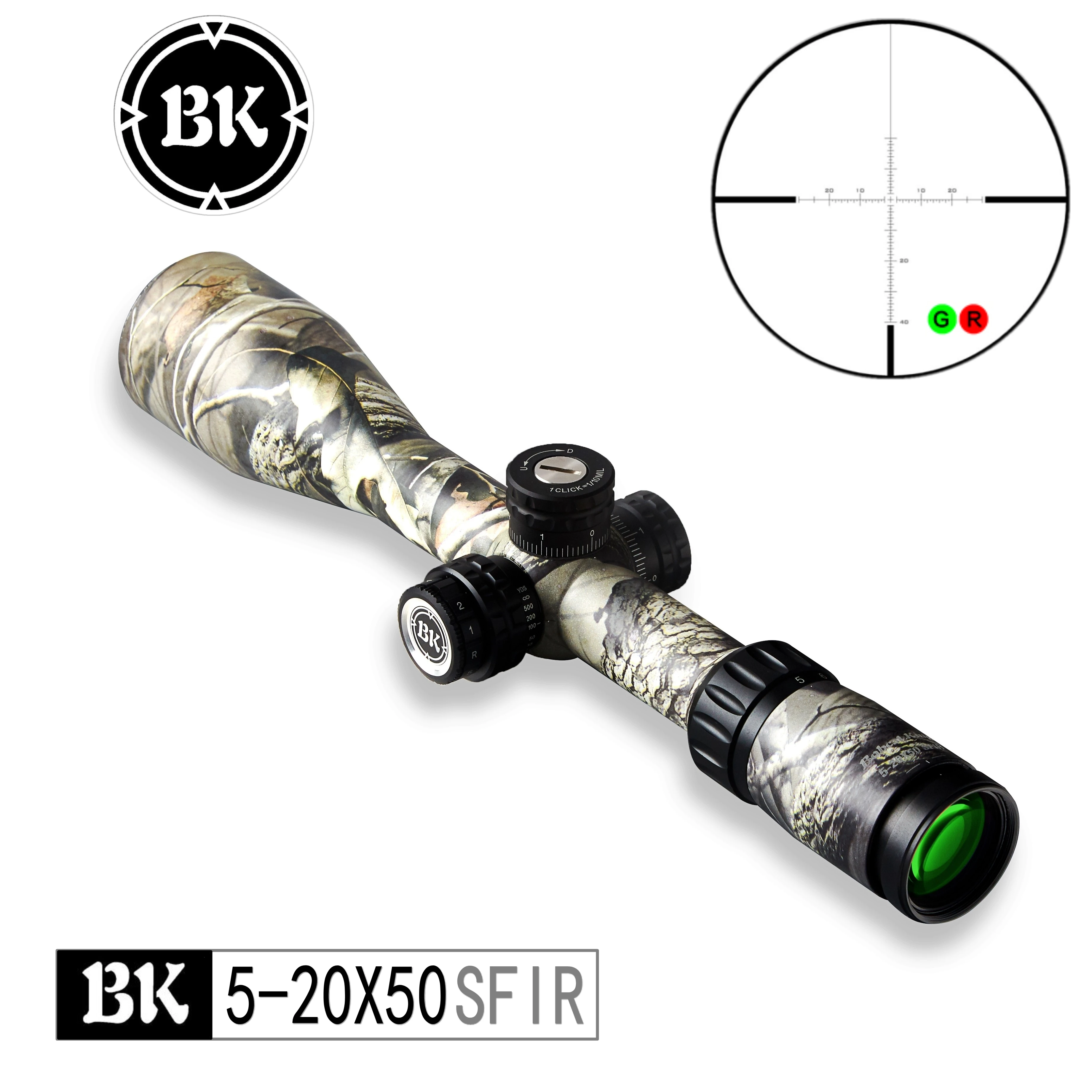 

Bobcat King Optics BK 5-20X50 SFIR camouflage appearance tactical optical sight sniper hunting rifle aiming air gun riflescope