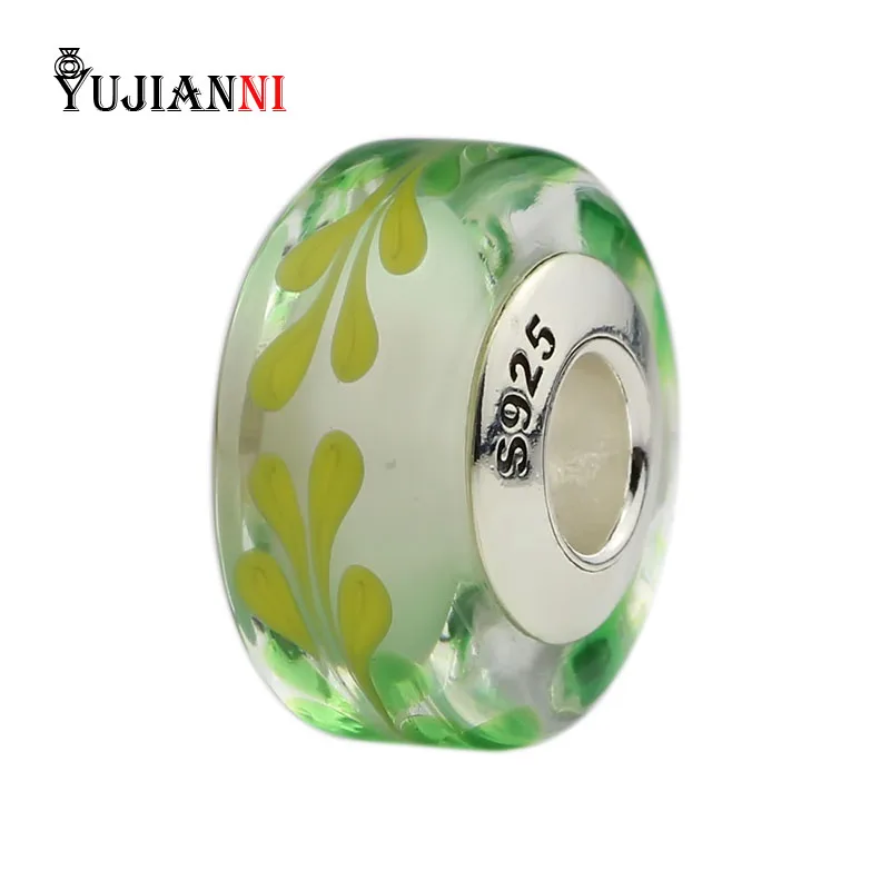 Handmade Flowers Murano Glass Beads 925 Sterling Silver Jewelry 4.5mm Hole Charms Fit Original Woman Bracelet &amp Necklace | Украшения и