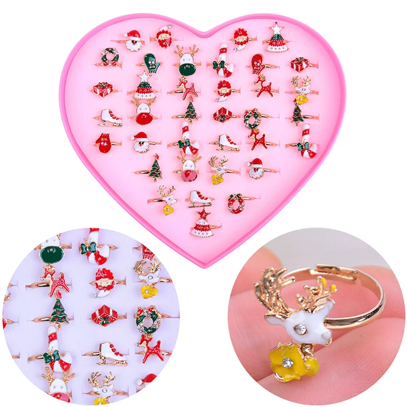 Cartoon Christmas Tree New Year Party Favor Gifts Toys for Children Santa Claus Snowman Finger Ring Toys Christmas