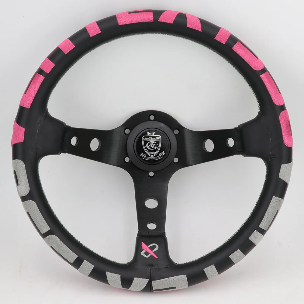 

Pink Embroidery 13inch 1996 Vertex Genuine Leather Drift Sport Steering Wheels