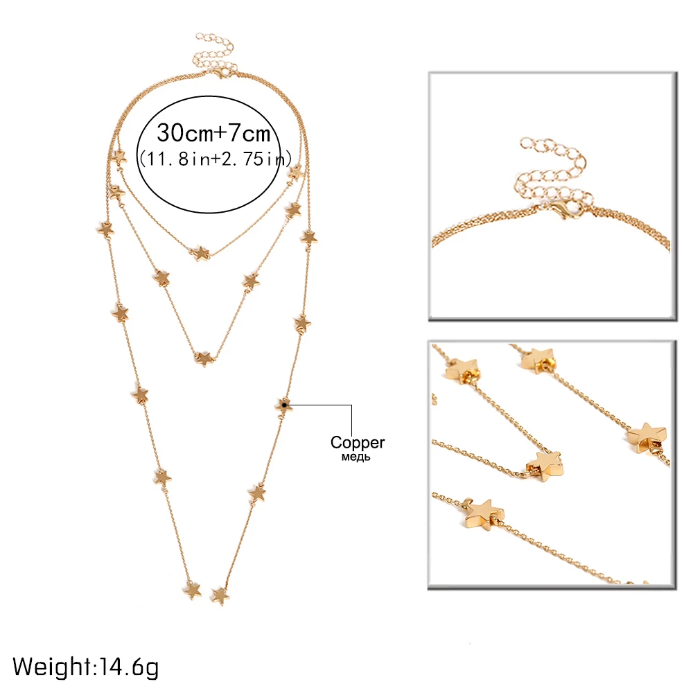 Ingemark винтажное креативное многослойное металлическое ожерелье-чокер в виде звезды для женщин, колье в стиле панк, воротник-чокер, бижутерия, ювелирное изделие