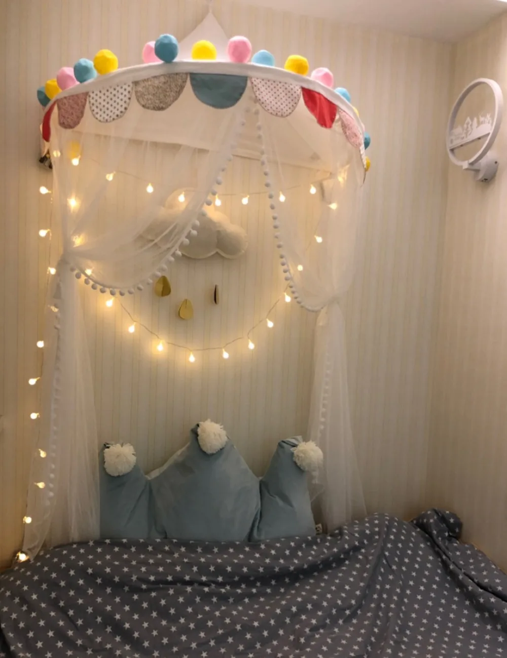 Детская москитная сетка, навес для кровати, занавеска для детской кроватки, сетка для детской кроватки, круглая подвесная купольная кровать, навес для детской вигвамы, Игровая палатка, декор для комнаты