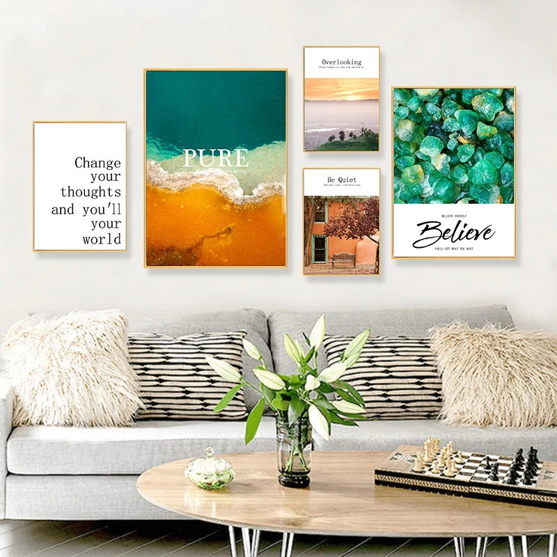 Agate Wall Art Seawater Canvas Painting Flowers Nordic Poster Pictures For Living Room Prints Home Decor Grassland Unframed