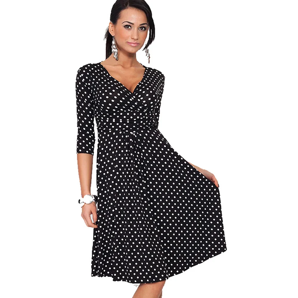 Aamikast летнее женское платье горячая Распродажа Celeb Dot с v-образным вырезом Свободные повседневные платья