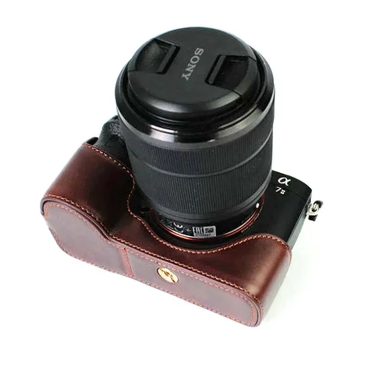 Жесткий чехол из искусственной кожи Половина корпуса камеры набор нижний чехол для sony A7mark I A7 A7R A7K A7S A7mark1 сумка для камеры аксессуары - Цвет: Coffee