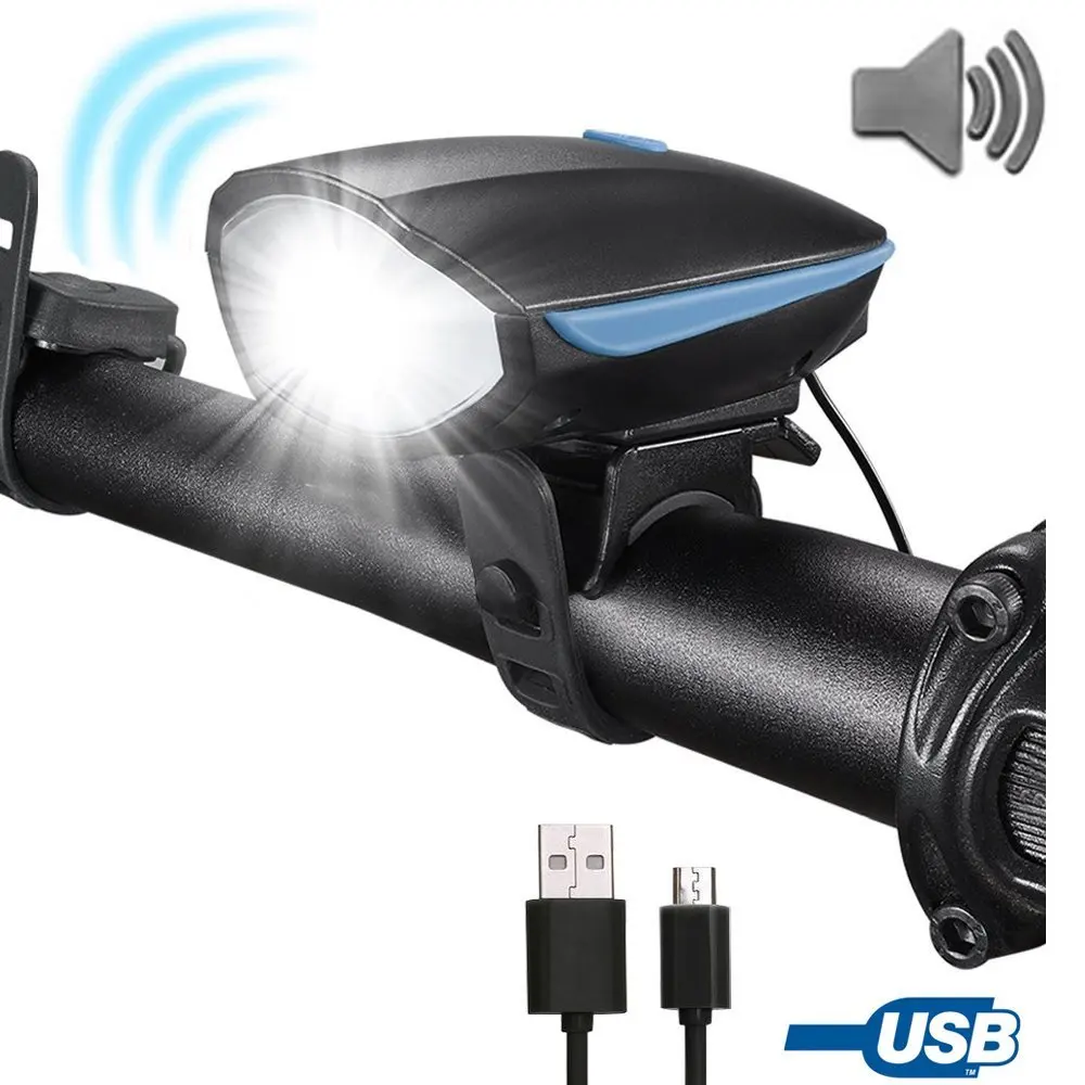 Perfect ZK30 Dropshipping Bicycle Light Exercise Bike Horn LED Flashlight With Bell Luces Bicicleta Multifunction Lamp MTB Road 1
