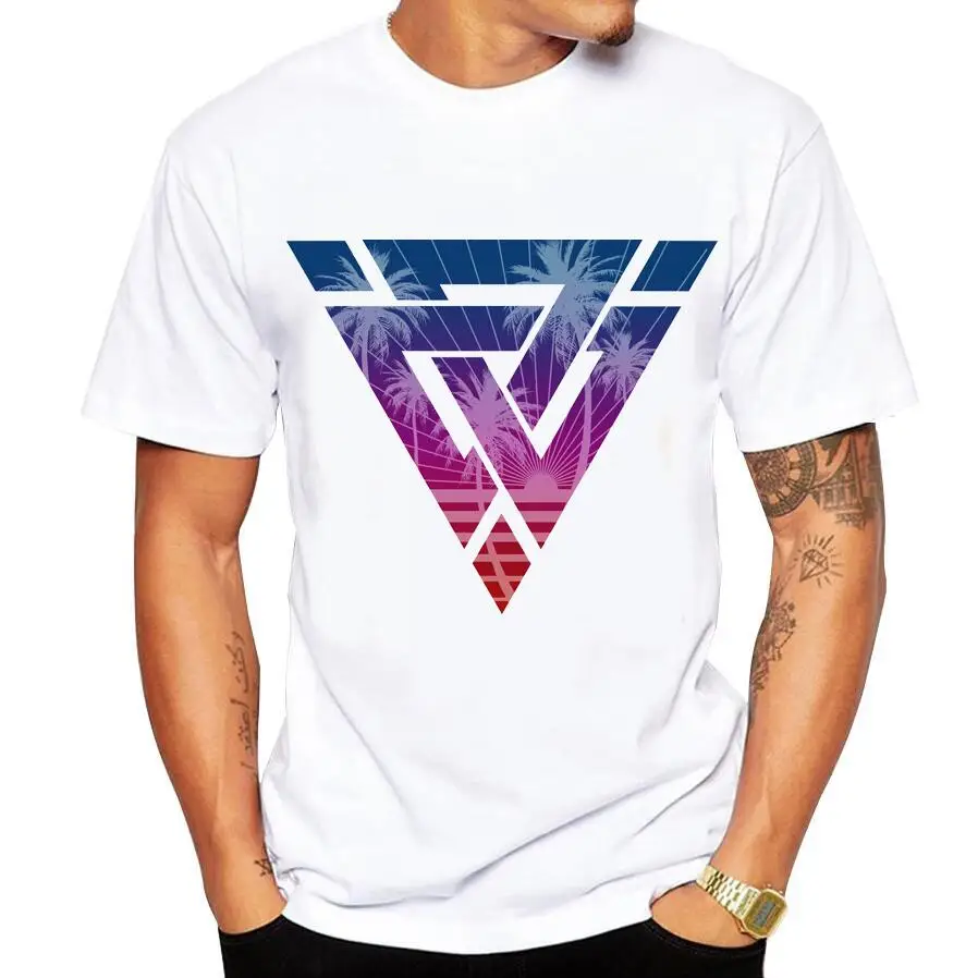 

men's T-shirt fun print palm tree with cool shape T shirt men summer fashion brand short-sleeved Tops Tee shirt homme size 5xl