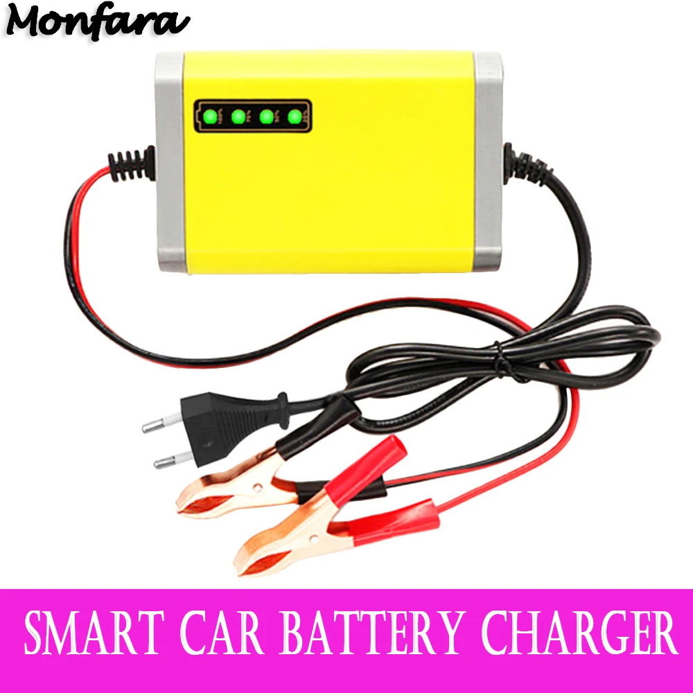Portable Mini Car Battery Charger 12V 2A Adapter Power Supply Motorcycle Auto Smart Battery