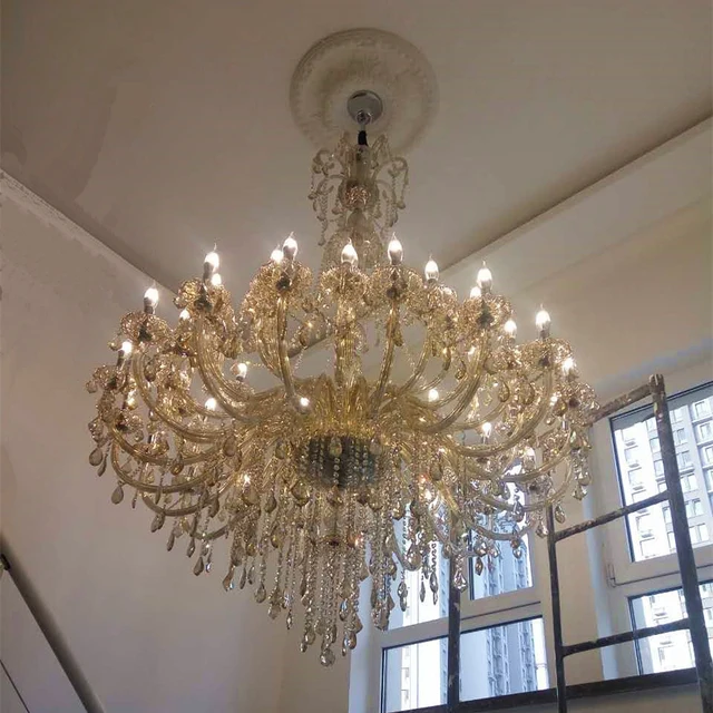 Home Lighting Large Crystal Chandelier Champagne Gl Lamp Home Lighting Large Crystal Chandelier Champagne Gl Lamp Light Modern Living Room