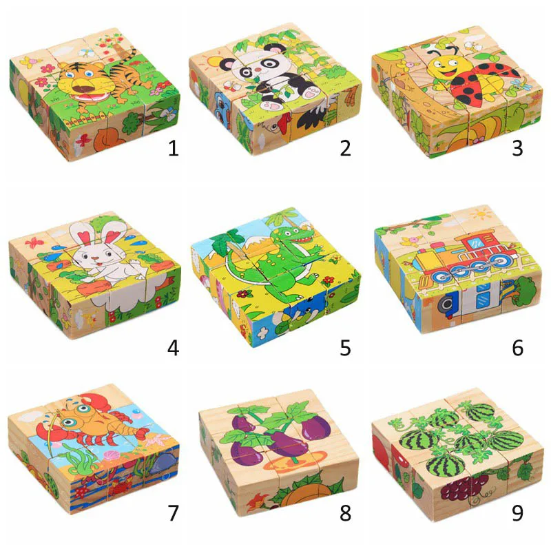 

Children Puzzle Early Learning Toys Six-sided Painting Building Three-dimensional Animal Fruit Jigsaw Puzzle Child Baby Toy