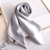 2023 New Fashion Summer Silk Square Scarf Solid Women Satin Neck Hair Tie Band Soft Beach Hijab Head Female Foulard Free Shiping 5