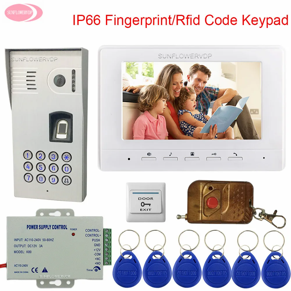

Wired Video Door Entry Doorbell For apartment IP65 Waterproof Fingerprint Rfid Keypad Intercom For Home +Wireless Remote Control