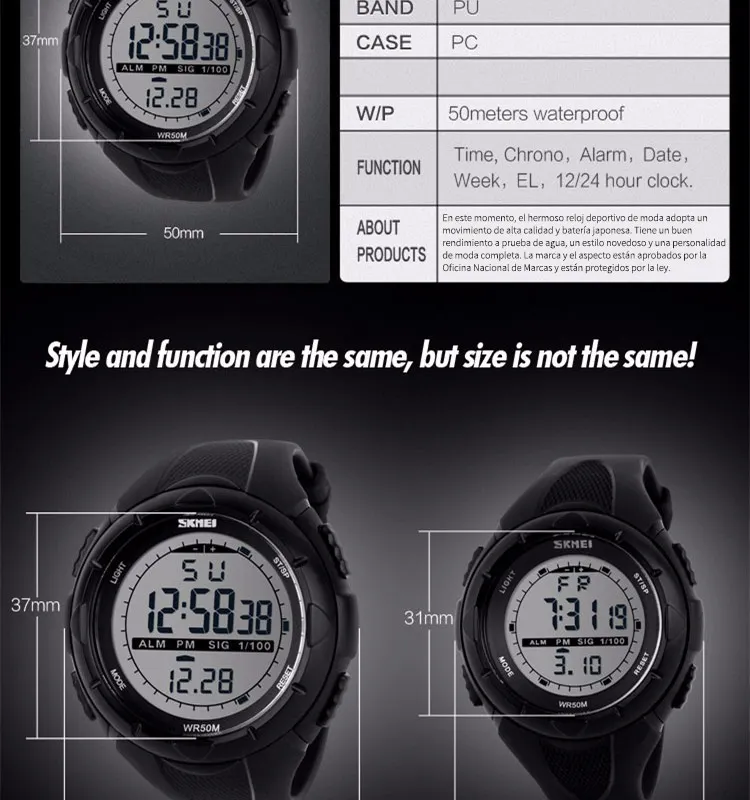 SKMEI Fashion Simple Sport watch Men Military Watches Alarm Clock Shock Resistant Waterproof Digital Watch reloj hombre 1025